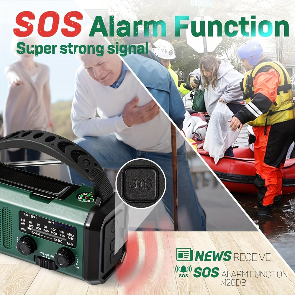 10000mAh Noodradio | Énergie Solaire & Dynamo Manuelle | AM/FM | Alarme SOS