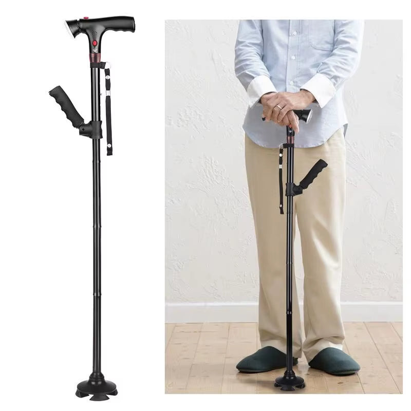 Bâton de Marche Pliable avec Éclairage LED - Sûr & Compact