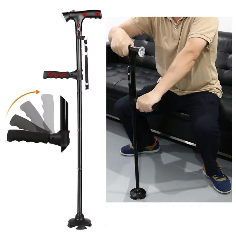 Bâton de Marche Pliable avec Éclairage LED - Sûr & Compact