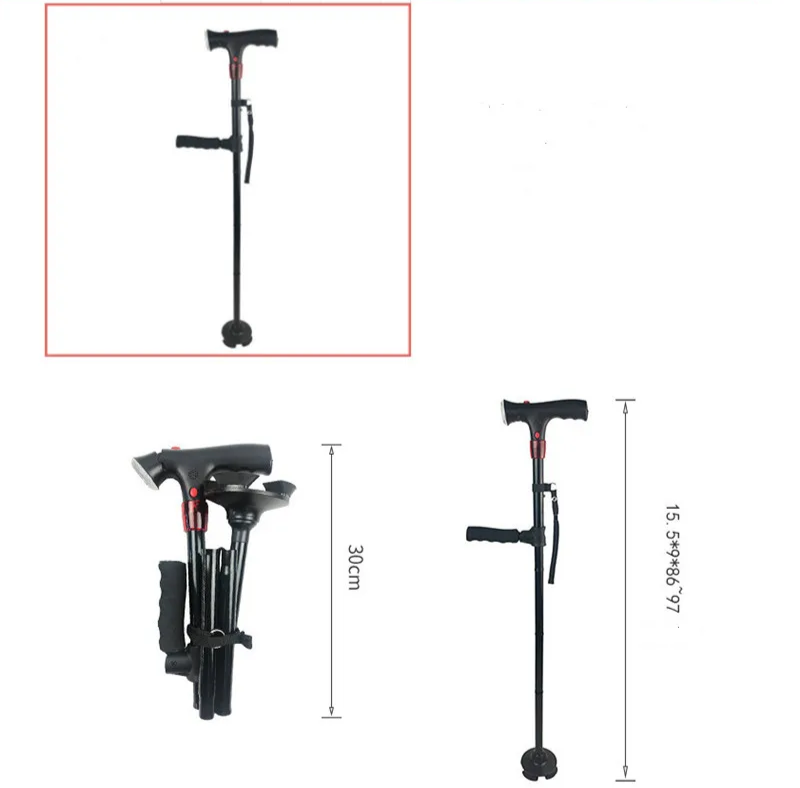 Bâton de Marche Pliable avec Éclairage LED - Sûr & Compact