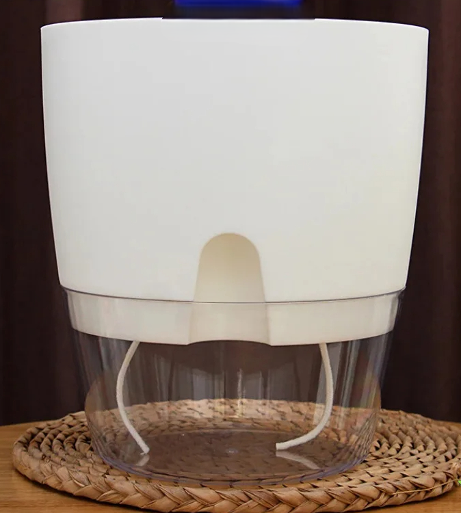 Vase Transparent Auto-arrosant – Pot de Fleurs à Double Couche avec Système d'Irrigation en Corde de Coton
