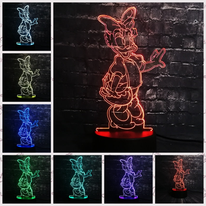 Veilleuse ToonLuxe 3D | Lampe de chambre à LED Mickey & Minnie avec télécommande