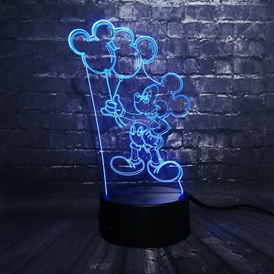 Veilleuse ToonLuxe 3D | Lampe de chambre à LED Mickey & Minnie avec télécommande