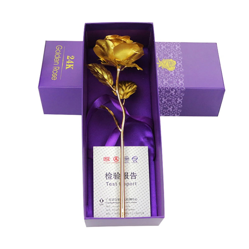 GoudenBloem Luxe Rose Dorée 24k | Coffret cadeau exclusif avec certificat pour un cadeau inoubliable