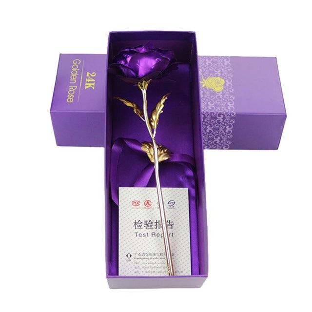 GoudenBloem Luxe Rose Dorée 24k | Coffret cadeau exclusif avec certificat pour un cadeau inoubliable