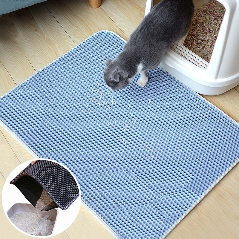 Tapis de collecte des déchets | Garde les sols propres et exempts de litière renversée Brève description : Capture efficacement la litière du chat grâce à une conception à double couche.