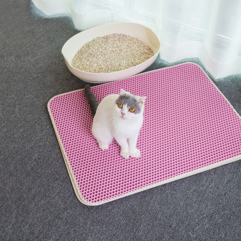 Tapis de collecte des déchets | Garde les sols propres et exempts de litière renversée Brève description : Capture efficacement la litière du chat grâce à une conception à double couche.