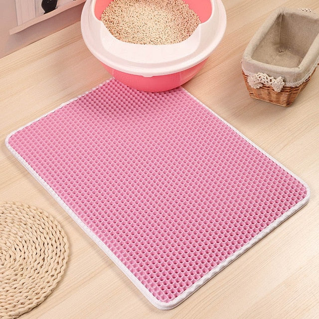 Tapis de collecte des déchets | Garde les sols propres et exempts de litière renversée Brève description : Capture efficacement la litière du chat grâce à une conception à double couche.