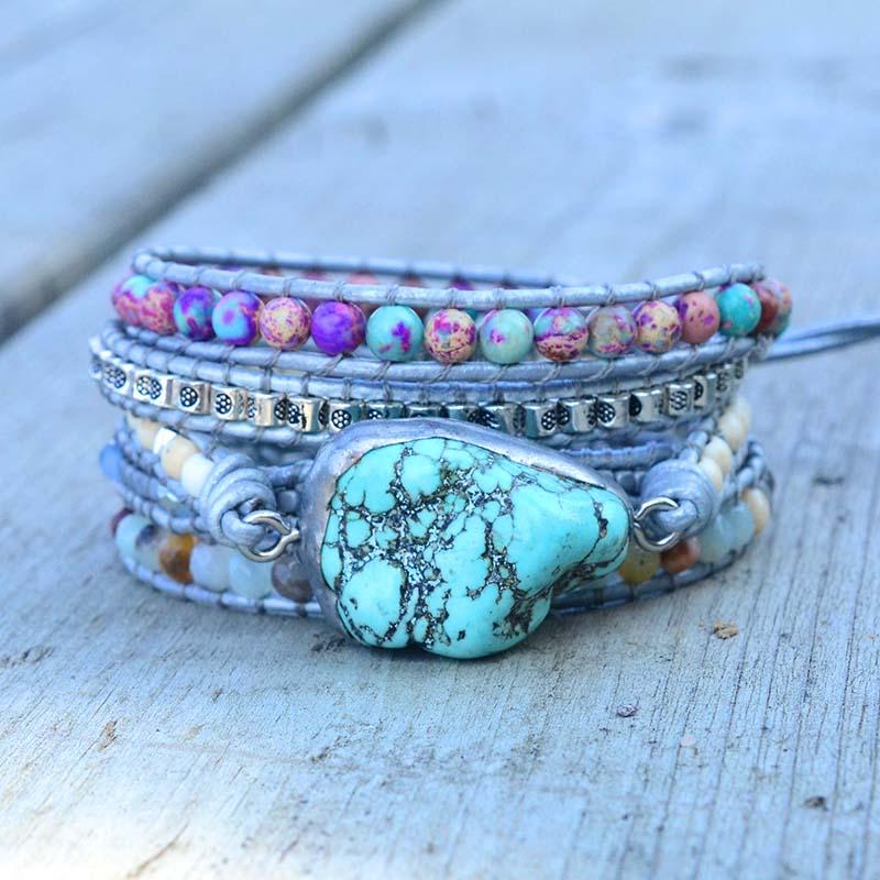 Bracelet enroulé de guérison et de protection en turquoise - Selina