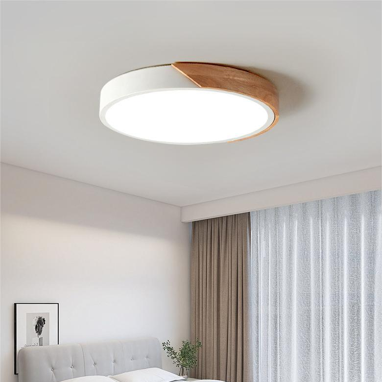 Applique de Plafond Circulaire en Bois Nordique pour Décoration Intérieure de Style Macaron & Éclairage Ambiant