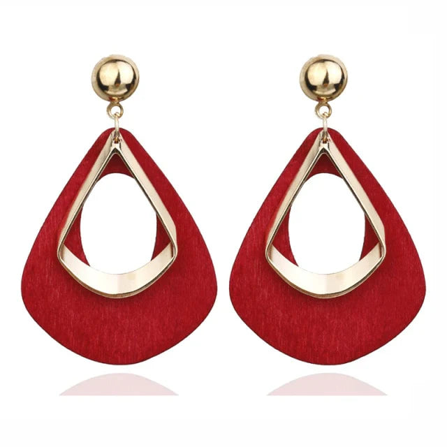 Boucles d'oreilles goutte d'eau en bois
