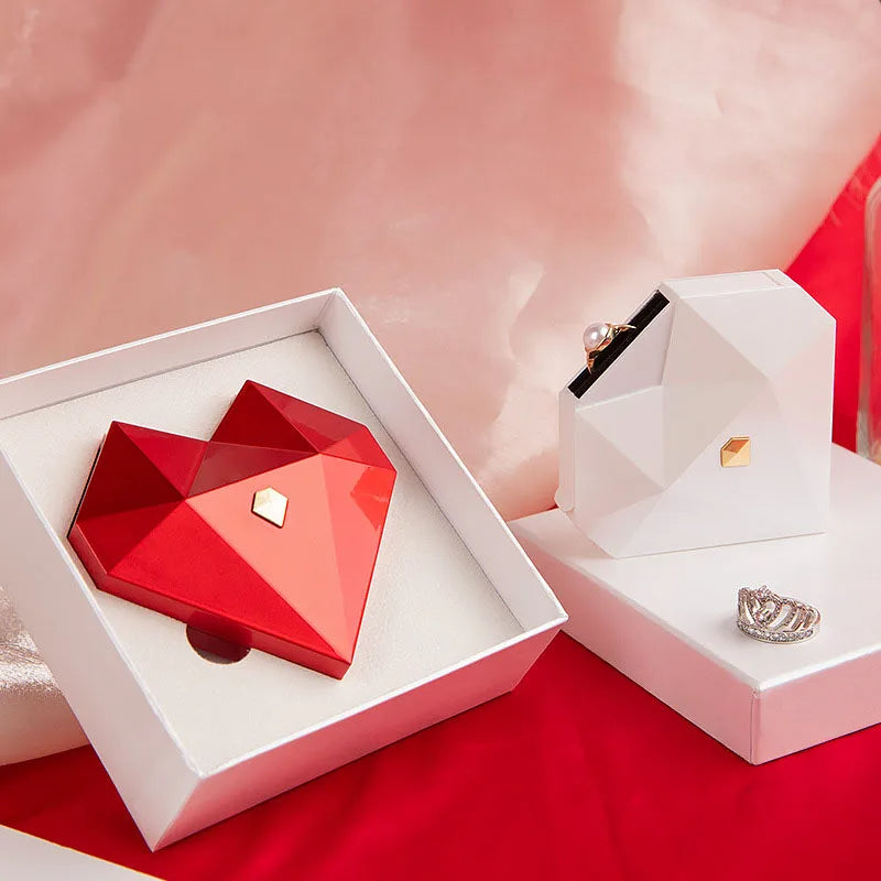 Boîte à Anneau en Diamant Surprise en Forme de Cœur – Présentation Automatique de Bijoux pour Propositions Romantiques