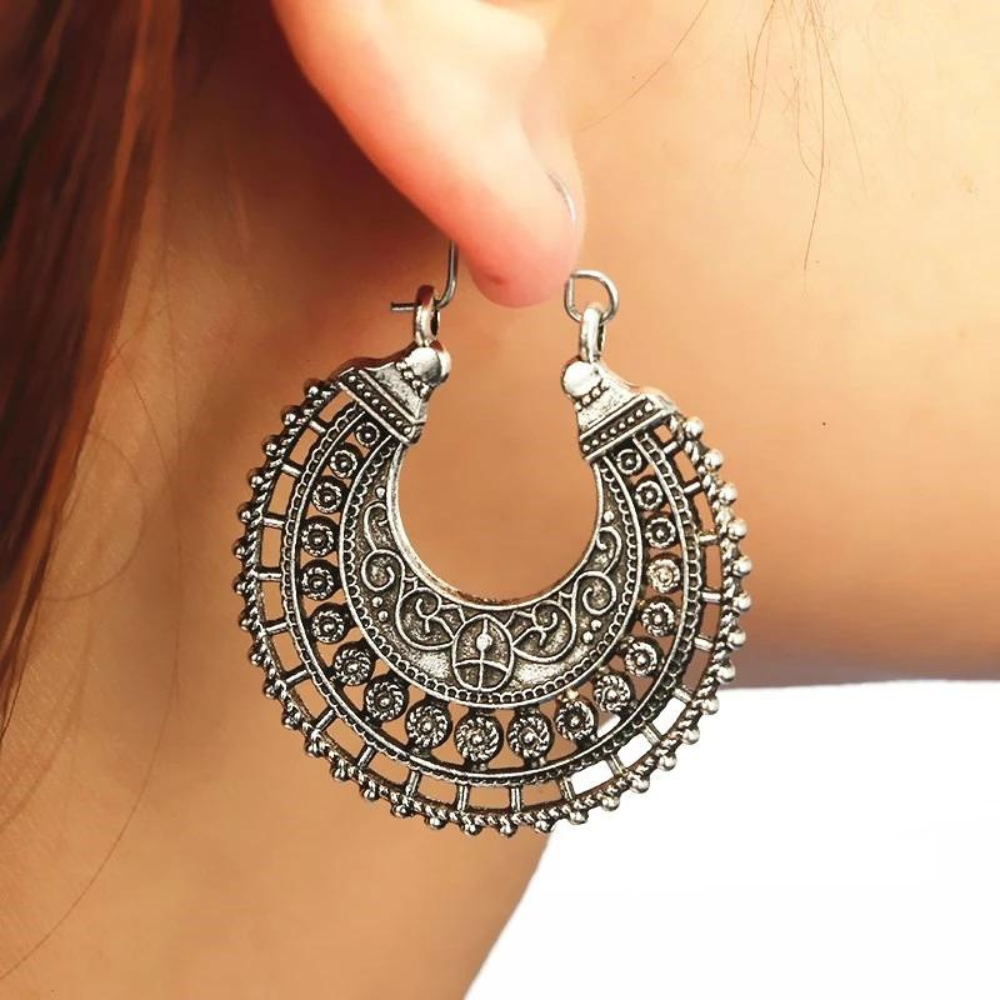 Boucles d'oreilles tibétaines en filigrane en argent 925