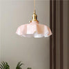 Suspension en Verre Retro en Forme de Fleurs - Lampe Suspendue Crème pour Décor de Salon et de Salle à Manger