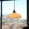 Suspension en Verre Retro en Forme de Fleurs - Lampe Suspendue Crème pour Décor de Salon et de Salle à Manger
