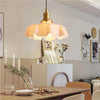 Suspension en Verre Retro en Forme de Fleurs - Lampe Suspendue Crème pour Décor de Salon et de Salle à Manger