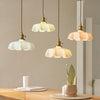 Suspension en Verre Retro en Forme de Fleurs - Lampe Suspendue Crème pour Décor de Salon et de Salle à Manger