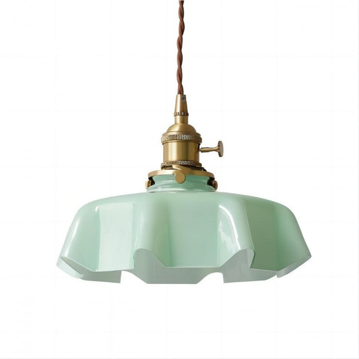 Suspension en Verre Retro en Forme de Fleurs - Lampe Suspendue Crème pour Décor de Salon et de Salle à Manger
