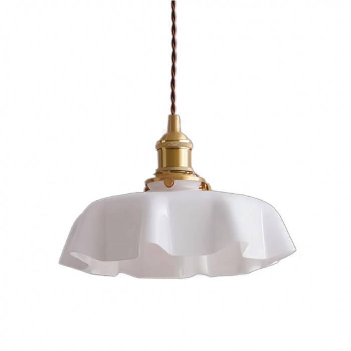 Suspension en Verre Retro en Forme de Fleurs - Lampe Suspendue Crème pour Décor de Salon et de Salle à Manger