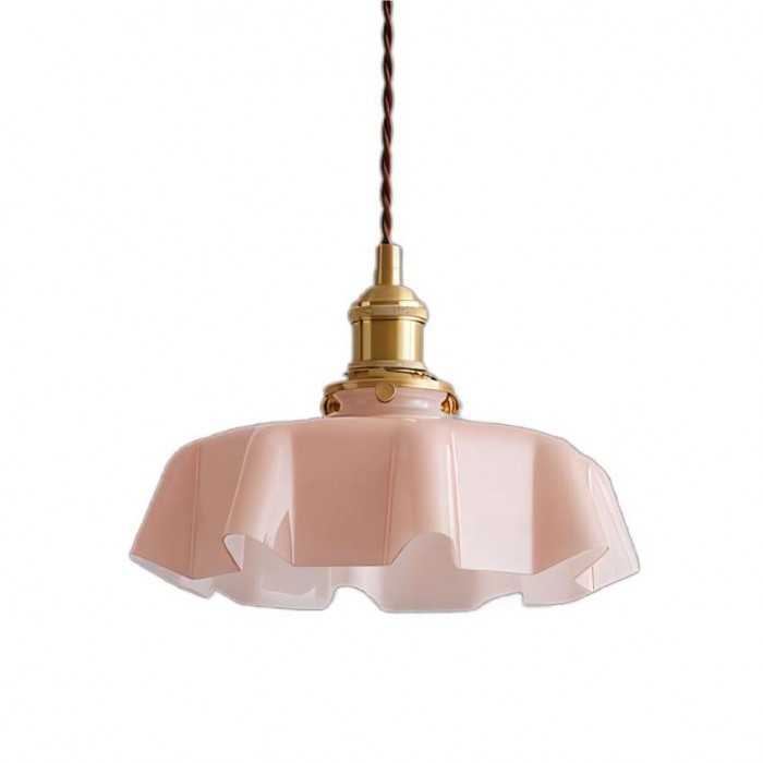 Suspension en Verre Retro en Forme de Fleurs - Lampe Suspendue Crème pour Décor de Salon et de Salle à Manger