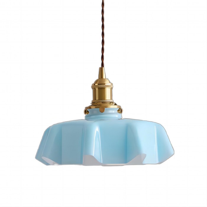 Suspension en Verre Retro en Forme de Fleurs - Lampe Suspendue Crème pour Décor de Salon et de Salle à Manger