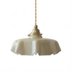 Suspension en Verre Retro en Forme de Fleurs - Lampe Suspendue Crème pour Décor de Salon et de Salle à Manger