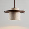 Suspension – Travertin & Bois | Style Rétro | Compatible LED