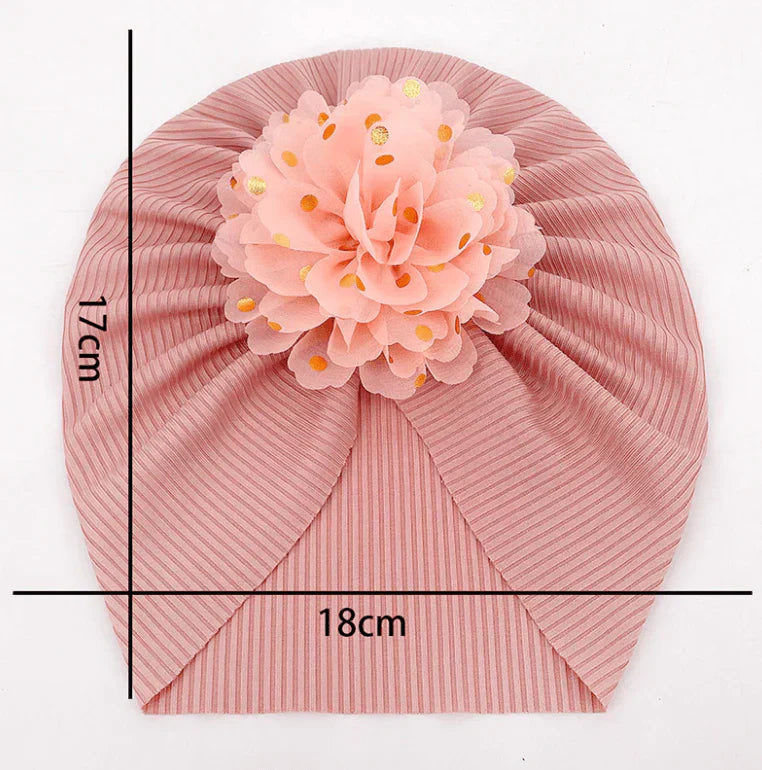 Bonnet turban doux pour bébé avec détail en volants – KuschelGlanz (1+1 Gratuit)