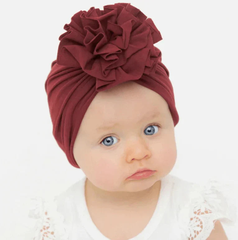 Bonnet turban doux pour bébé avec détail en volants – KuschelGlanz (1+1 Gratuit)