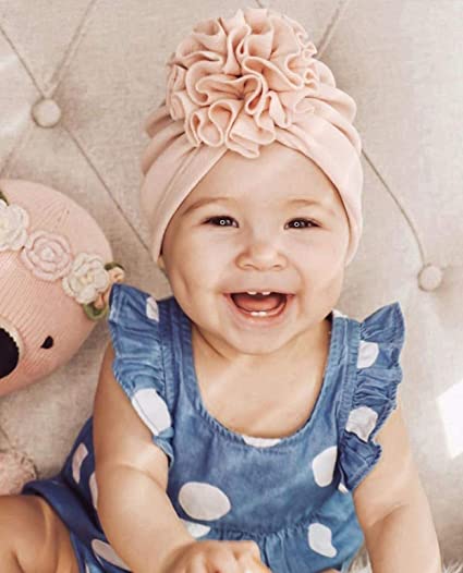Bonnet turban doux pour bébé avec détail en volants – KuschelGlanz (1+1 Gratuit)