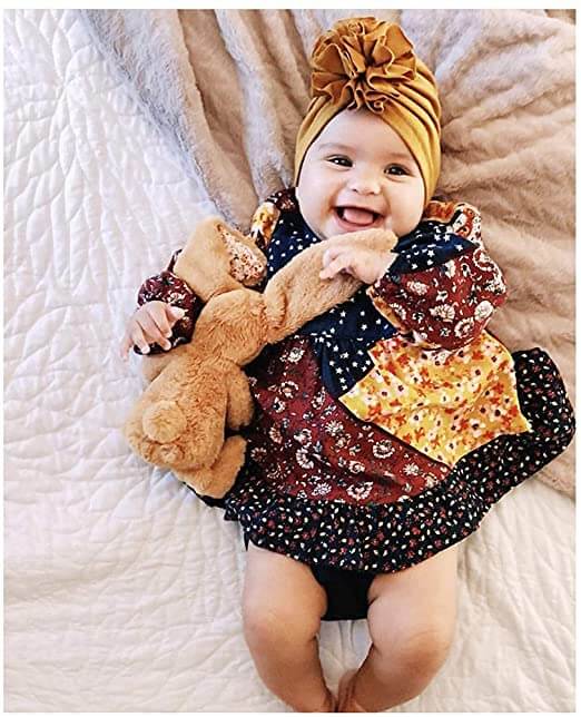 Bonnet turban doux pour bébé avec détail en volants – KuschelGlanz (1+1 Gratuit)