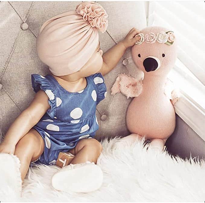 Bonnet turban doux pour bébé avec détail en volants – KuschelGlanz (1+1 Gratuit)