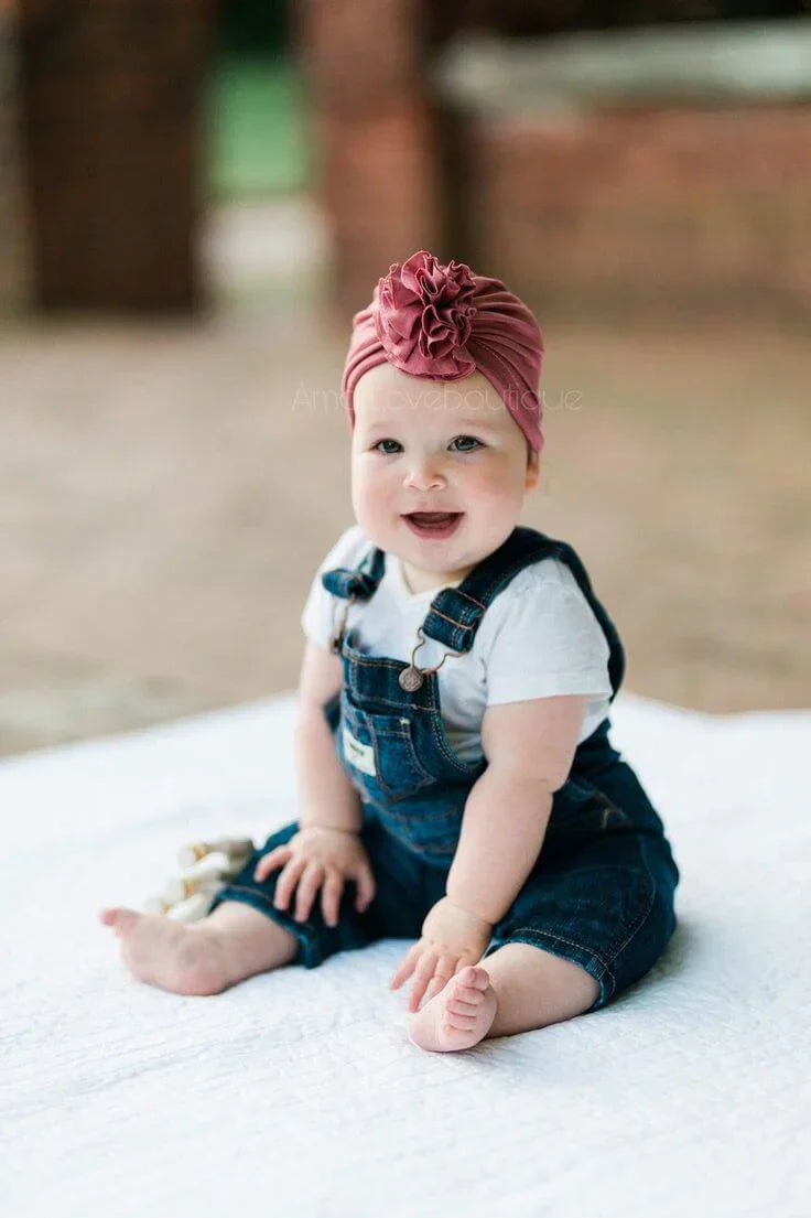 Bonnet turban doux pour bébé avec détail en volants – KuschelGlanz (1+1 Gratuit)