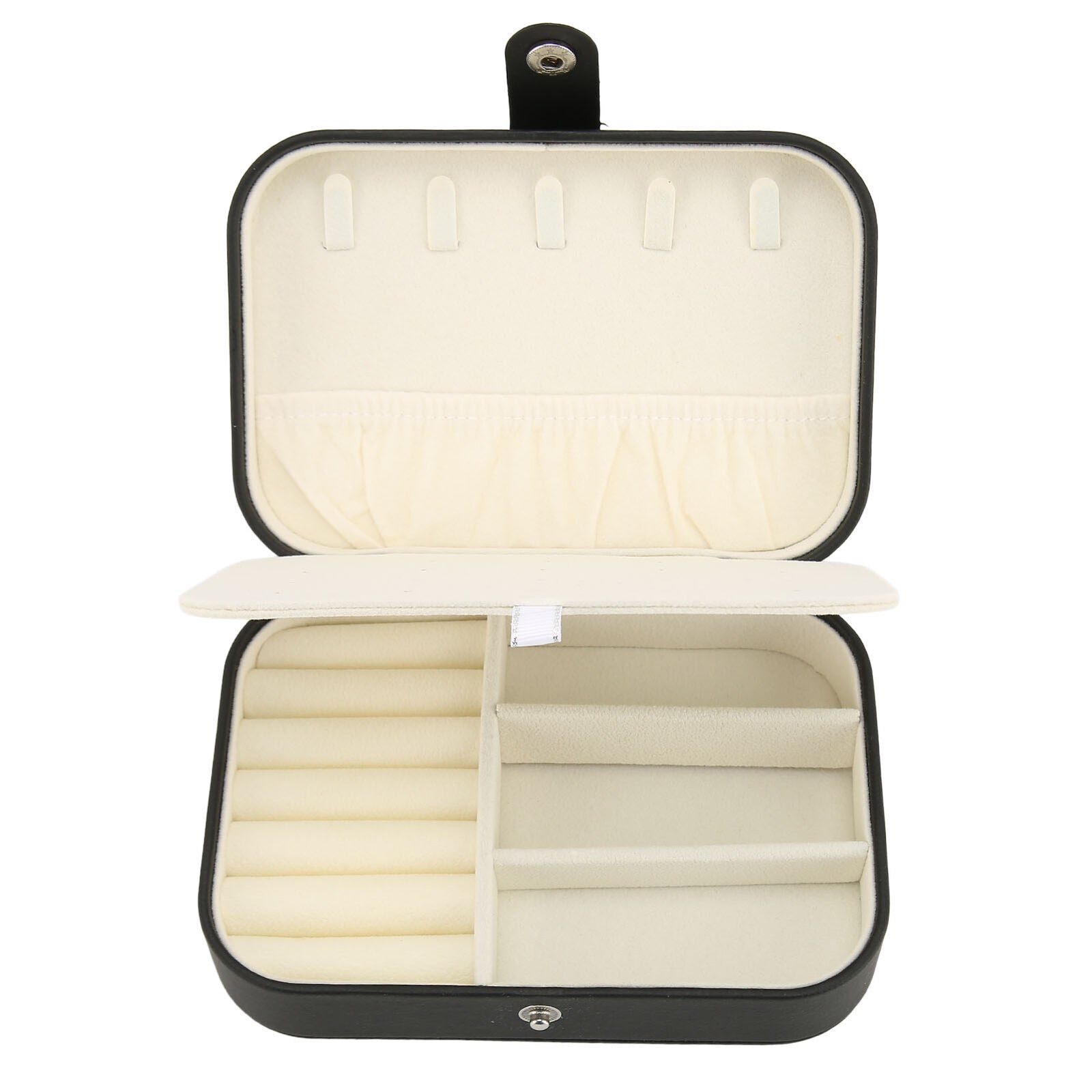 Boîte à bijoux portable en cuir à double couche