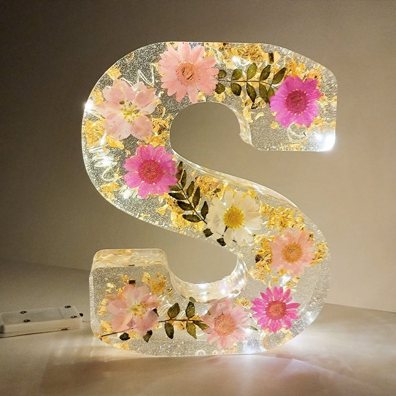 Veilleuse FloraGlow Flower | Lampe à initiales décorative avec éclairage LED doux pour une ambiance romantique