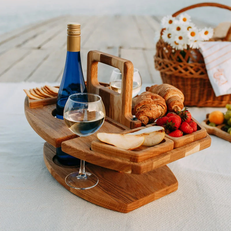 Table de pique-nique NobleWood Luxe | Élégante table en bois avec un grand espace de service pour le plaisir en plein air
