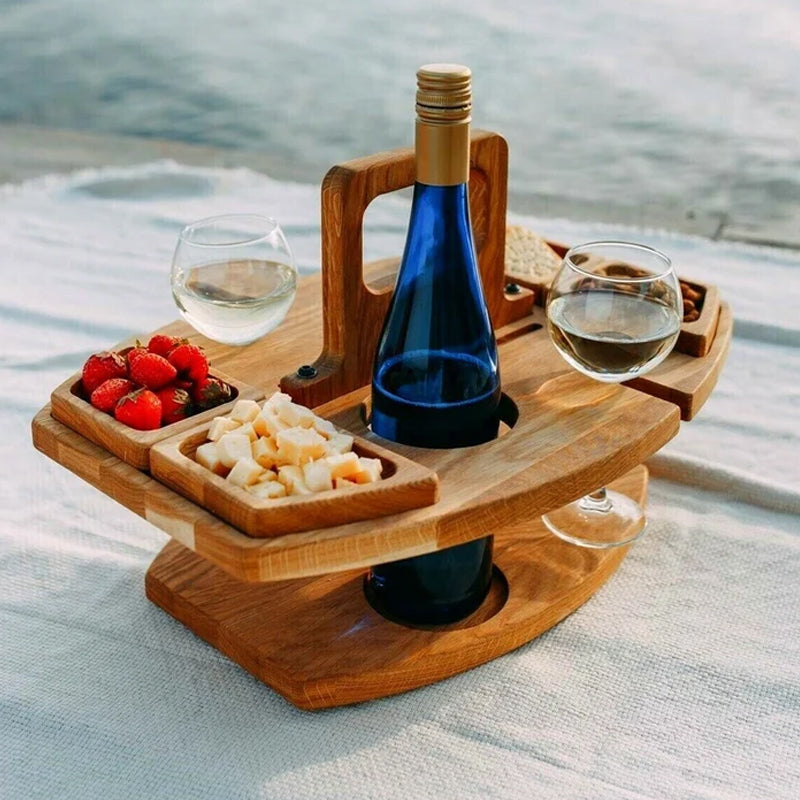 Table de pique-nique NobleWood Luxe | Élégante table en bois avec un grand espace de service pour le plaisir en plein air