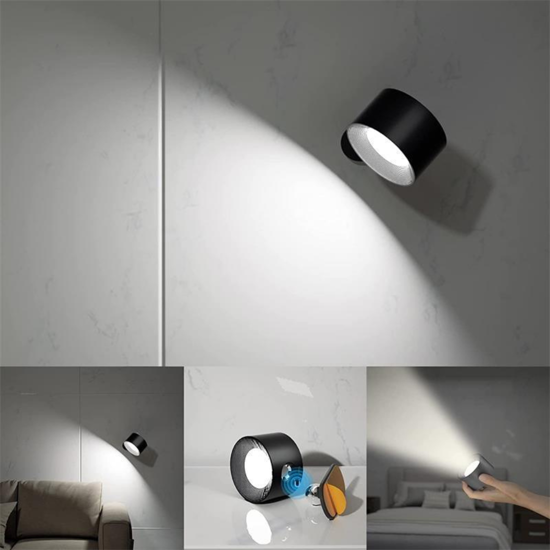 Applique murale LED rechargeable sans fil 360°