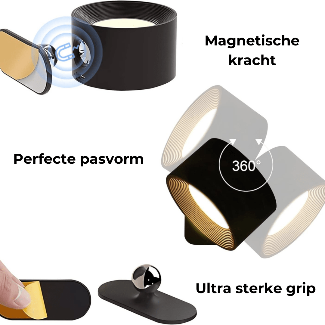 Applique murale LED rechargeable sans fil 360°