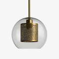 Suspension design LED en verre avec lampe dorée