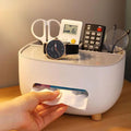 Boîte de rangement | Boîte à mouchoirs avec couvercle et porte-téléphone | TidyBox
