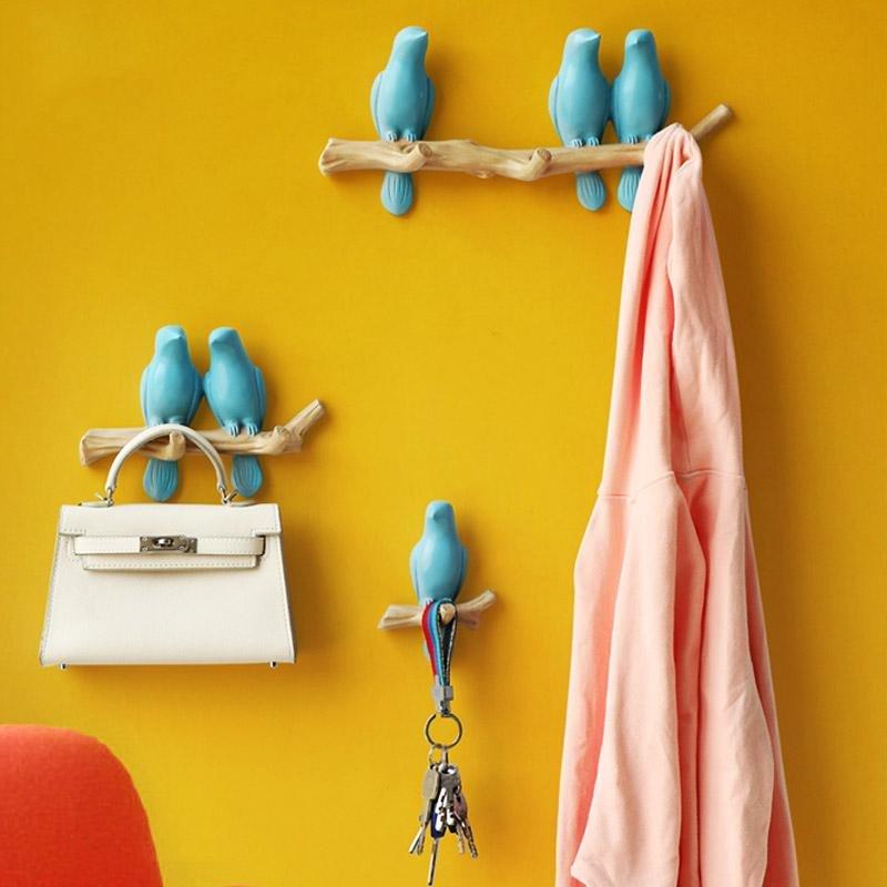 Beaux Oiseaux Porte-Manteau Porte-Manteau Mur Pour Décoration Ludique