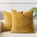 Lucina - Housse de Coussin en Chenille avec Structure en Bambou en Couleur Unie pour Canapé et Chambre à Coucher