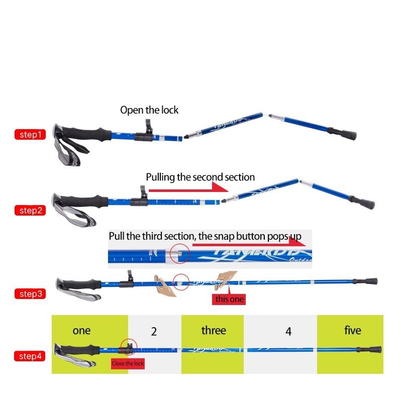 TREKSMART Bâton de Randonnée - Réglable et Pliable | Sûr et Léger