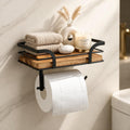 Étagère murale avec porte-papier toilette pour salle de bain & toilettes | Étagère en métal & bois | Nordvero
