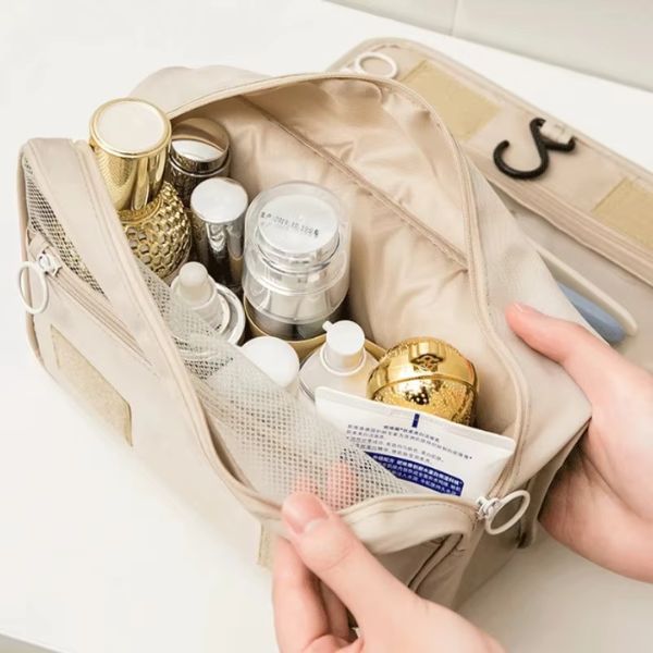 Trousse de Maquillage de Voyage Imperméable – Organisateur de Toilettes Suspendu avec Crochet