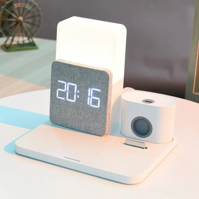 Station de Charge Sans Fil Multifonctionnelle – Comprend Lampe et Réveil