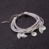 Bracelet en cuir naturel multicouche