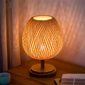 Wim | Lampe de table en bambou avec socle en bois