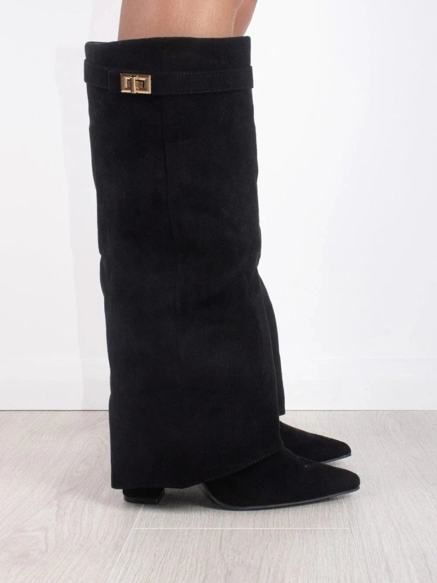 Bottes hautes modernes en suède pour femmes